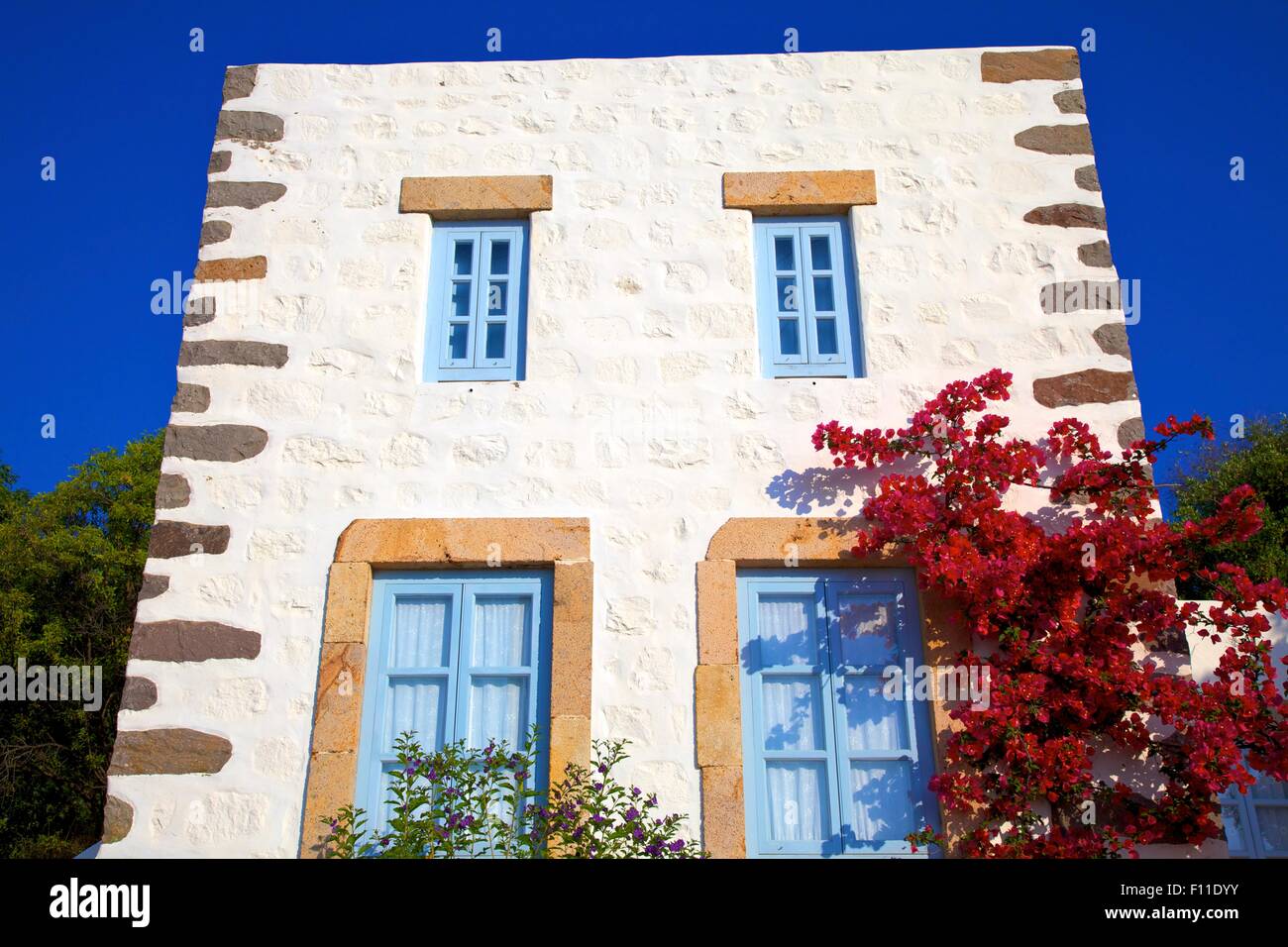 Architettura locale, Patmos, Dodecaneso, isole greche, Grecia, Europa Foto Stock