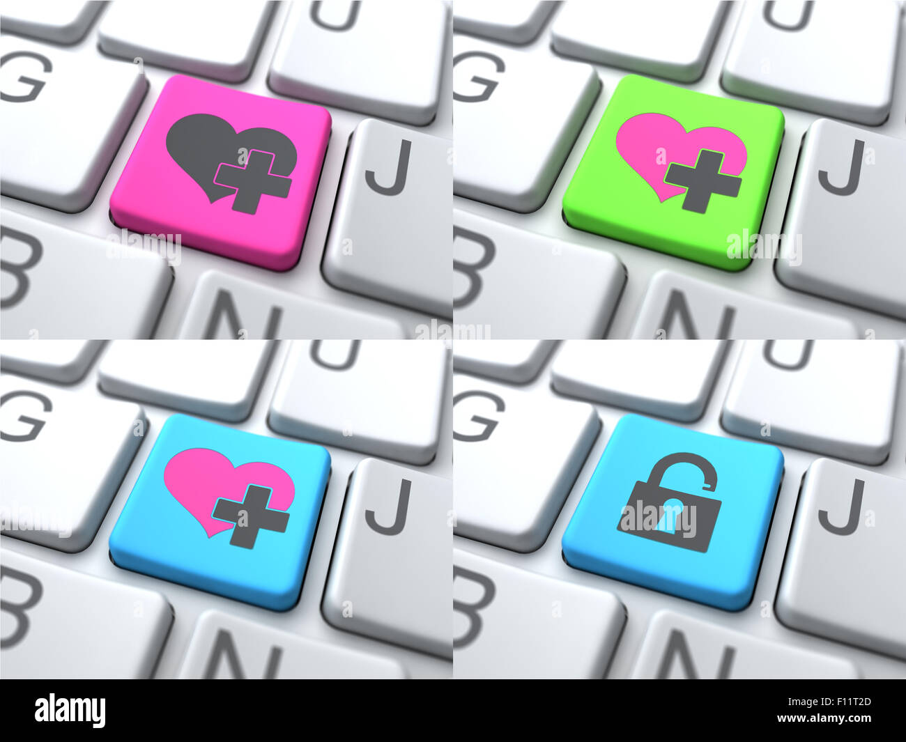 E-Dating concetto - i pulsanti sulla tastiera. Foto Stock