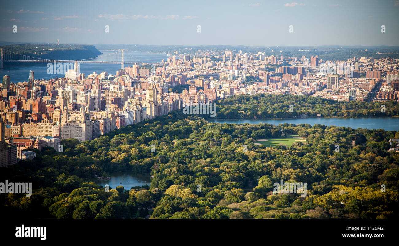 Central Park e Upper East Side di Manhattan a New York Foto Stock