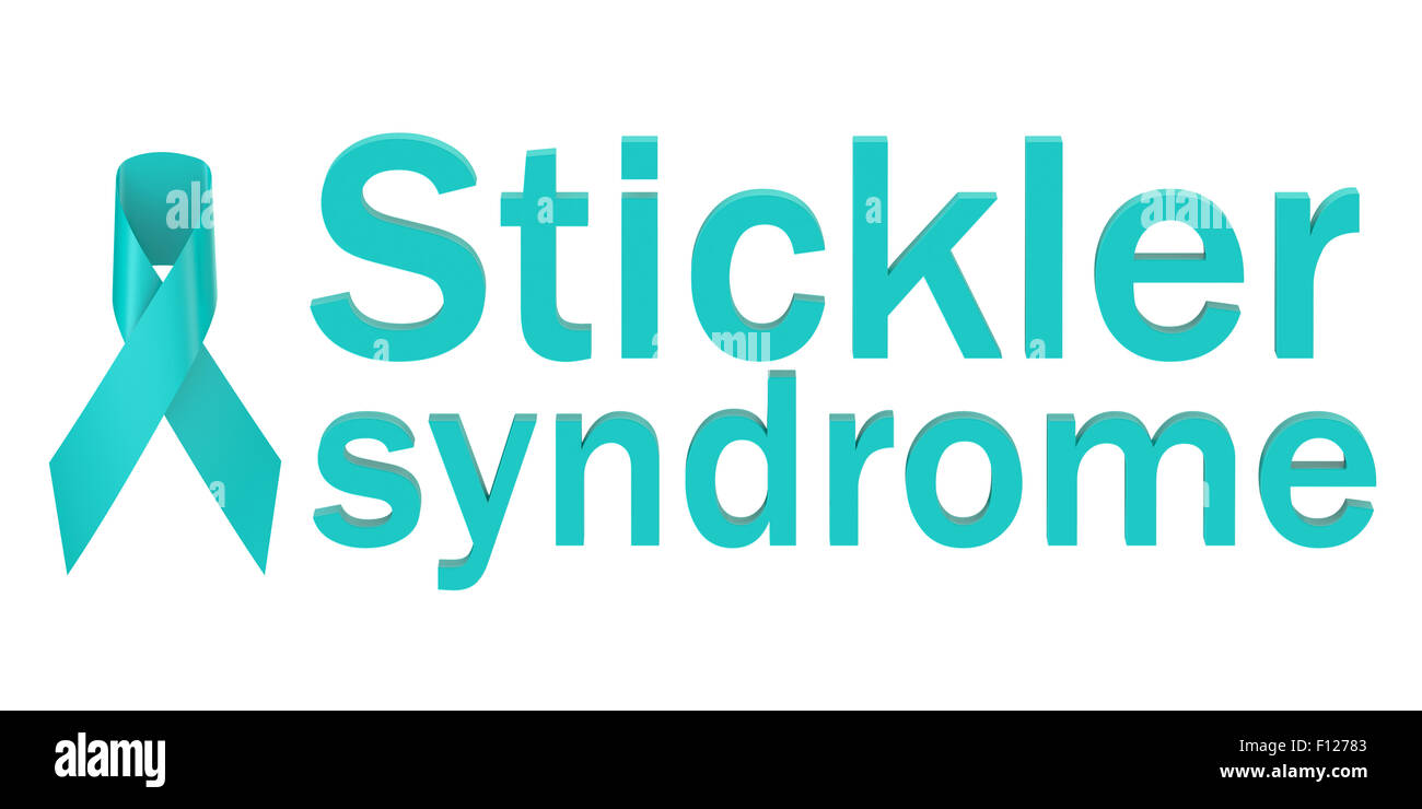 Nastro turchese Stickler sindrome concetto isolato su sfondo bianco Foto Stock