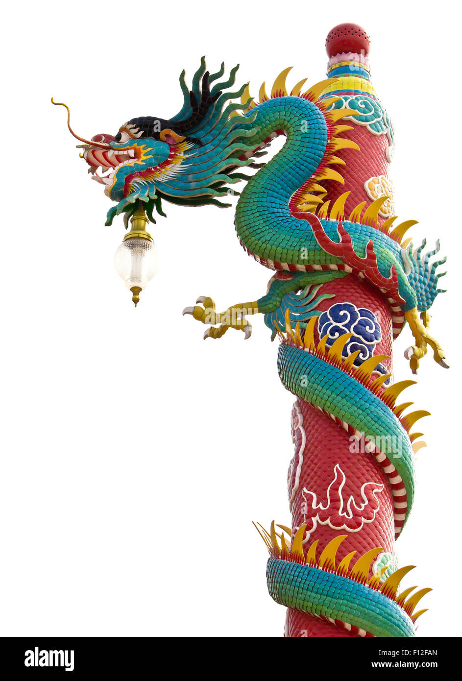 Statua del drago su sfondo bianco Foto Stock