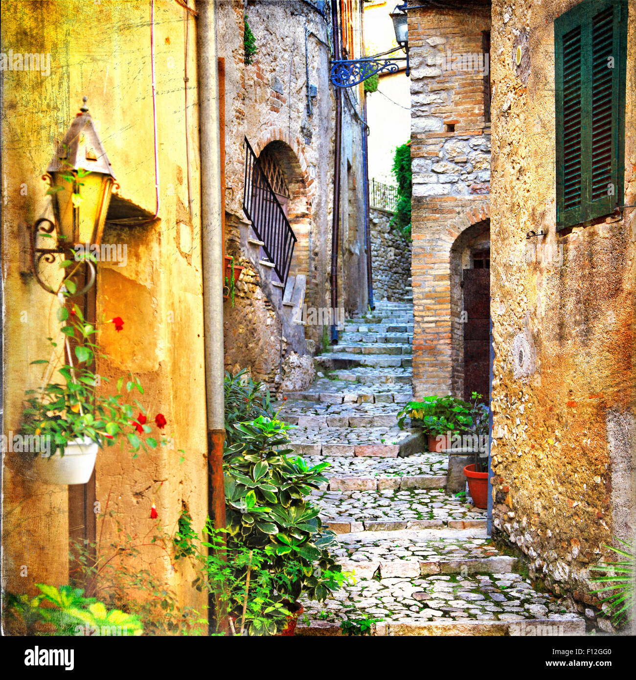 Autentici villaggi italiani - medievale Casperia, provincia di Rieti Foto Stock