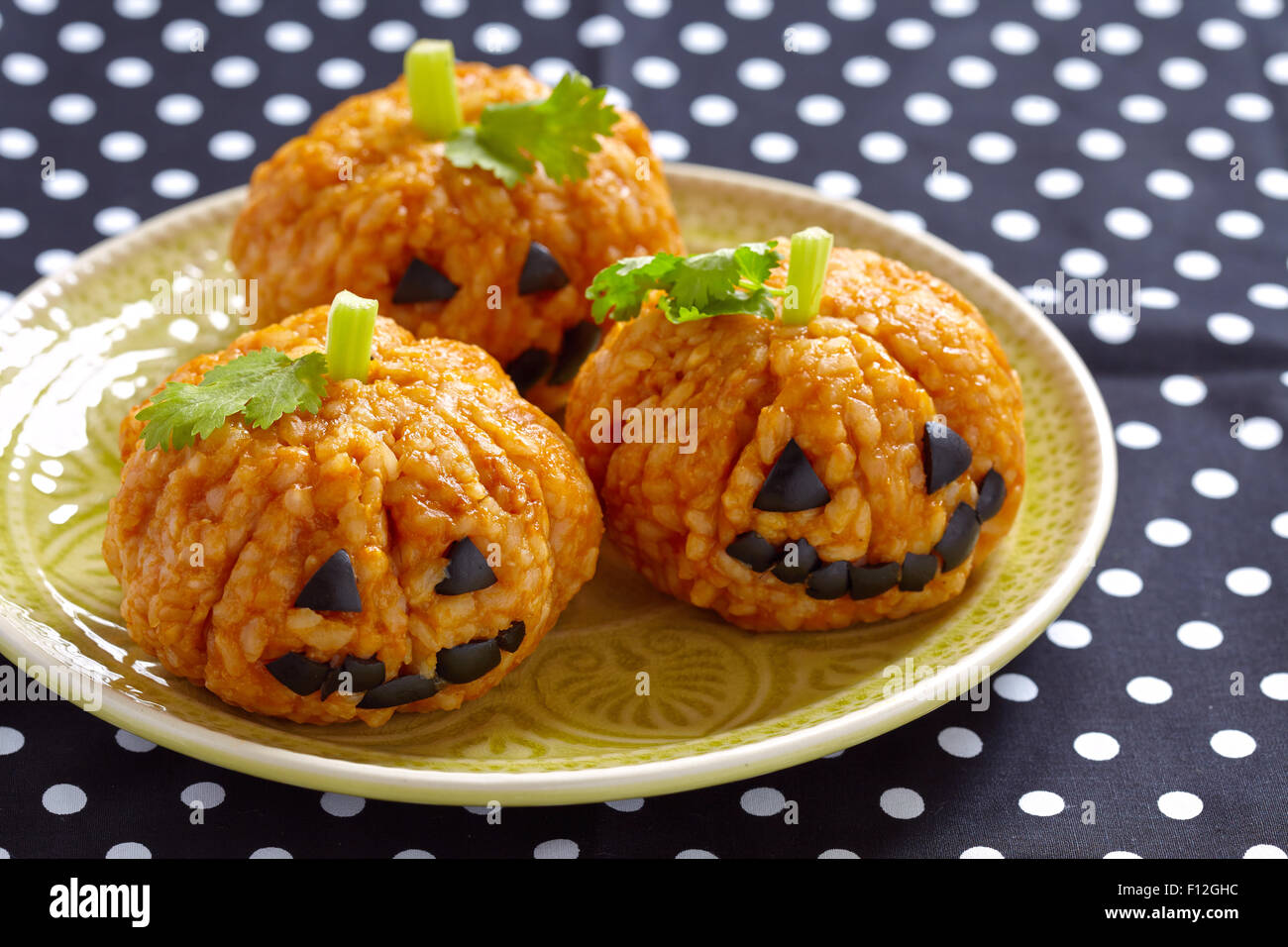 La zucca palla di riso Jack O lanterne Foto Stock