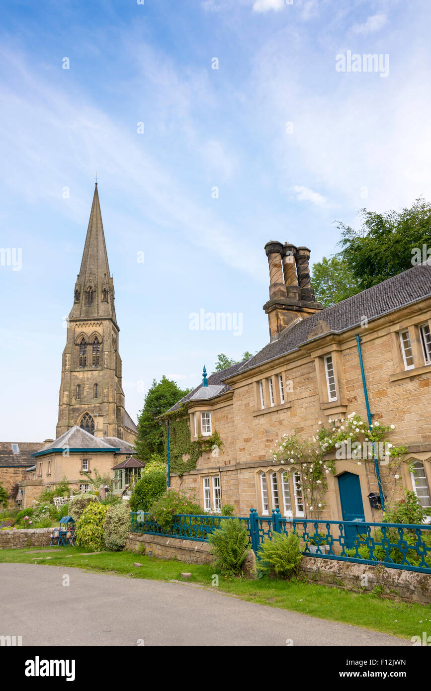 Edensor, Chatsworth Estate, il Parco Nazionale di Peak District, Derbyshire, Inghilterra, Regno Unito. Foto Stock