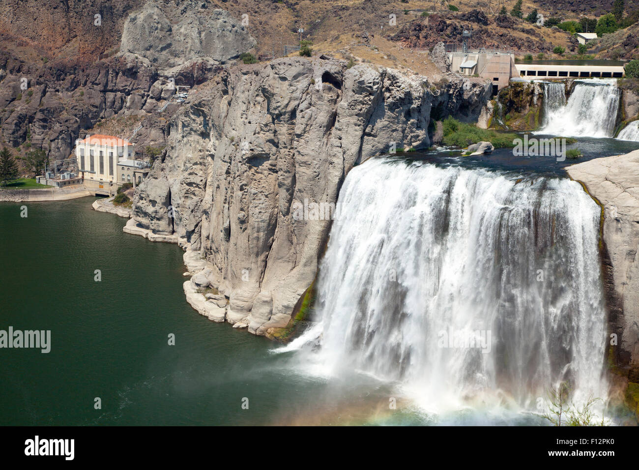 Shoshone Falls, Snake River Canyon, con energia idroelettrica house, Idaho, 2015. Foto Stock