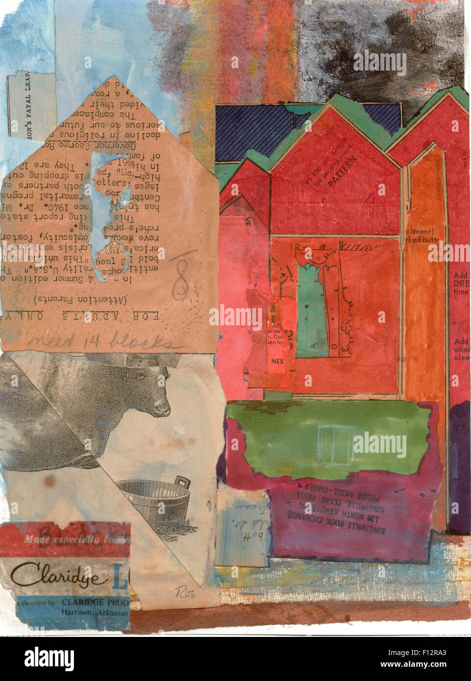 "L'azienda viene perso' mixed media collage da Aaron Roe Foto Stock