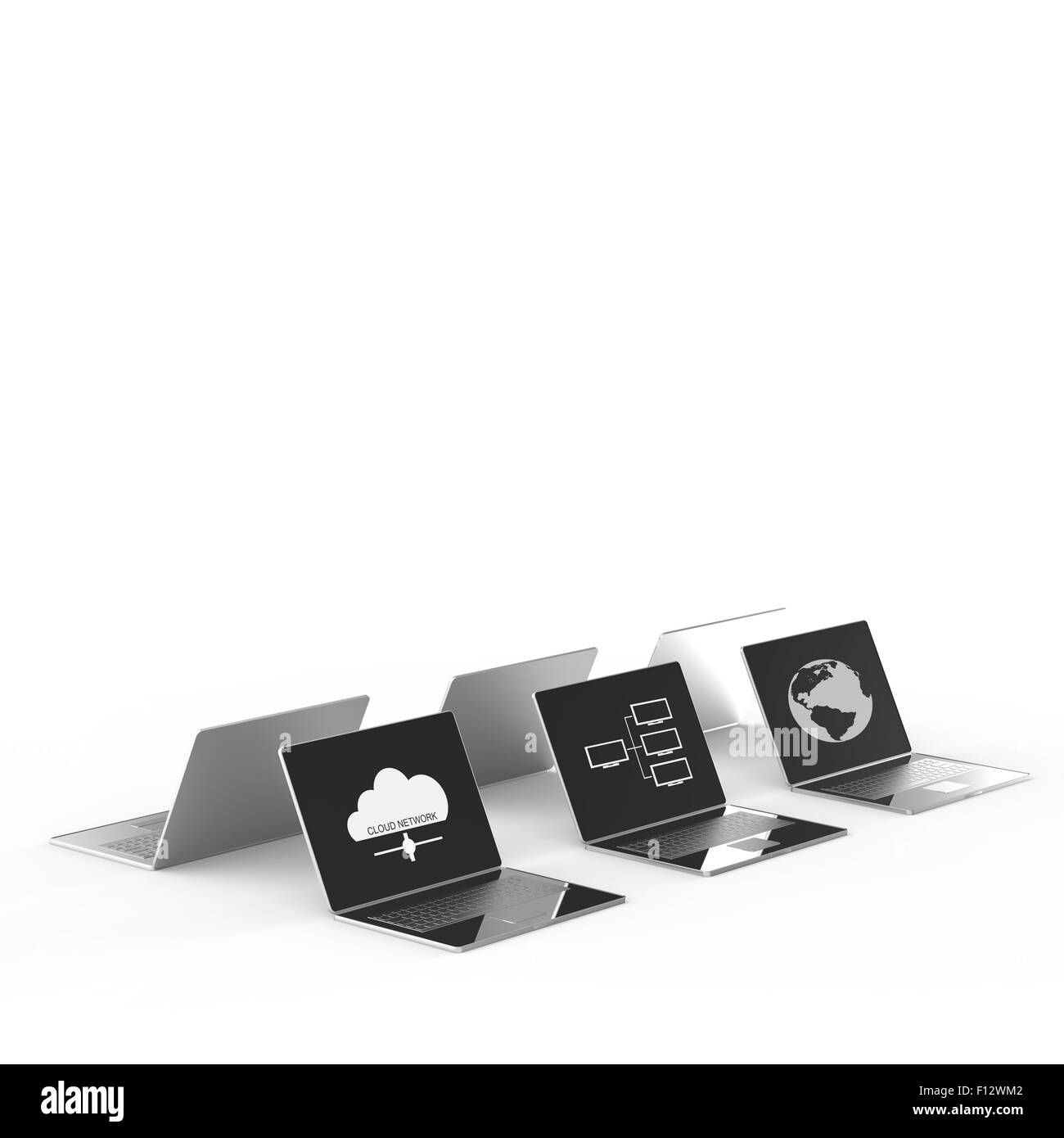 Il cloud computing 3d segno sul computer portatile come concetto Foto Stock