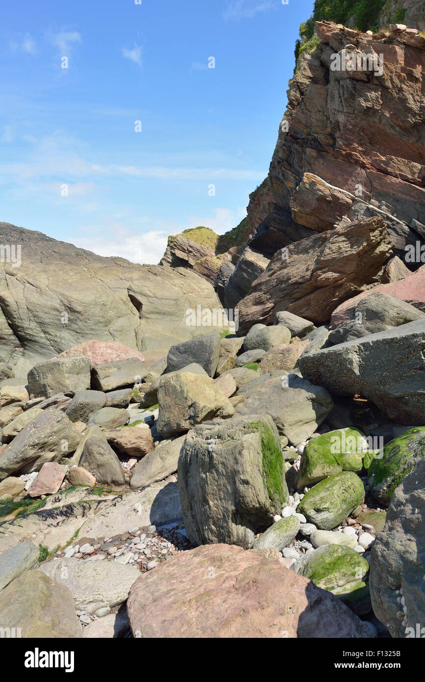 Rocks & Cliff, Woody Bay, North Devon Coast Foto Stock
