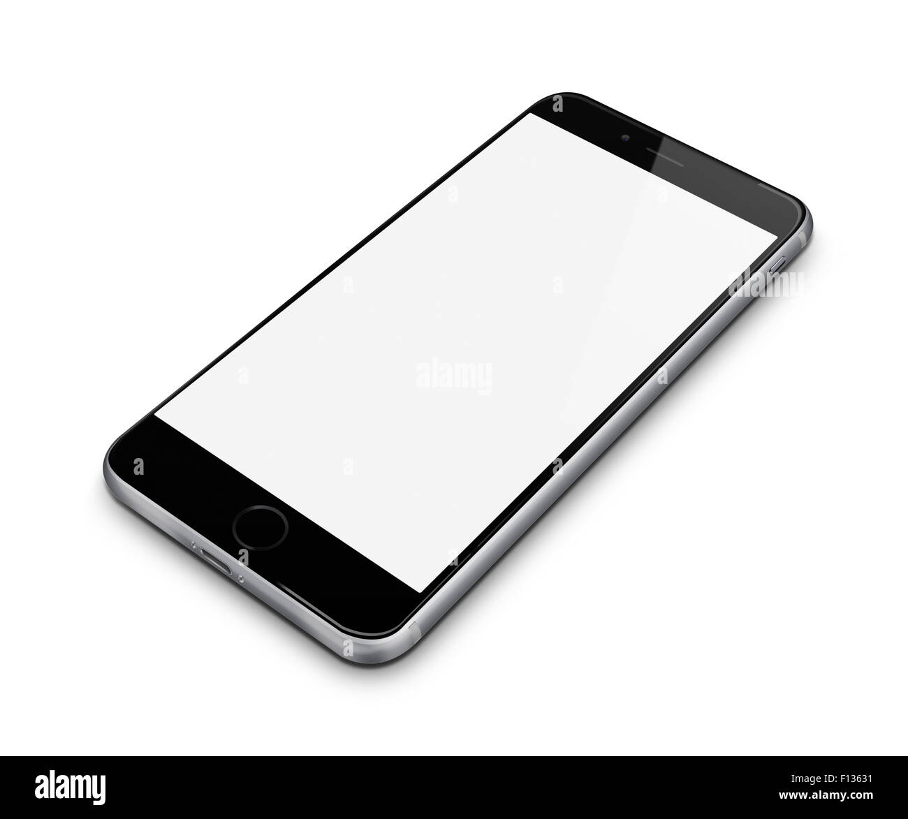 Realistica del telefono mobile con schermo vuoto isolato su sfondo bianco. Altamente dettagliata illustrazione. Foto Stock