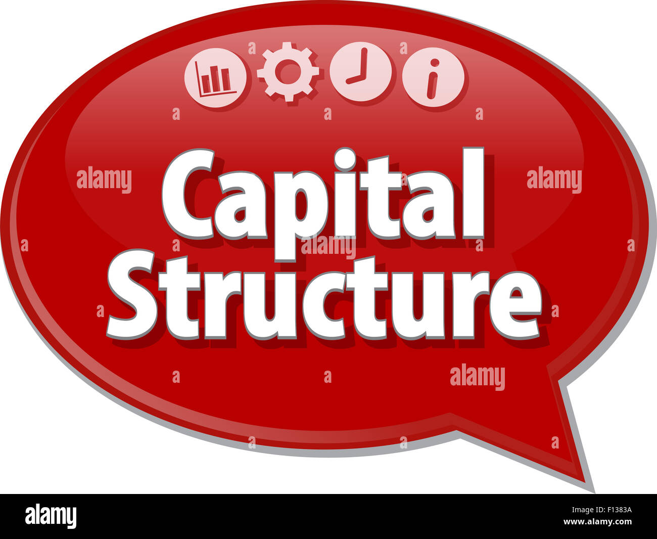 Discorso bolla dialogo illustrazione del termine business dicendo la struttura del capitale Foto Stock