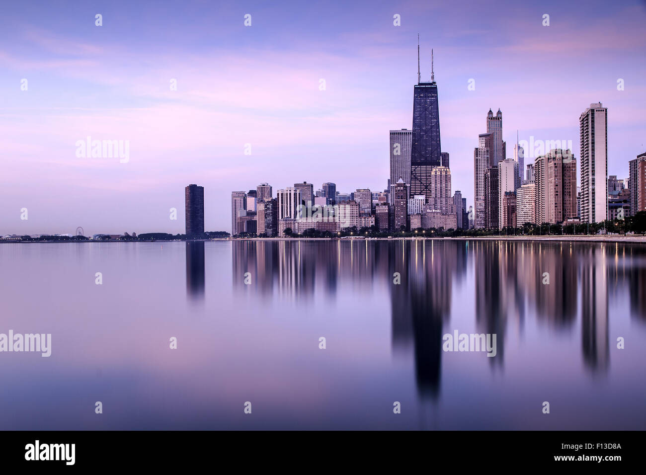 Skyline visto da North Avenue Beach, Chicago, Illinois, Stati Uniti d'America Foto Stock