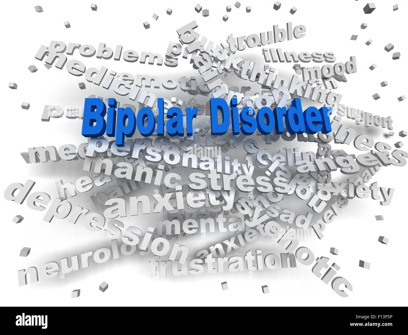 Immagine 3d del disturbo bipolare I problemi di parola concetto Sfondo nuvola Foto Stock
