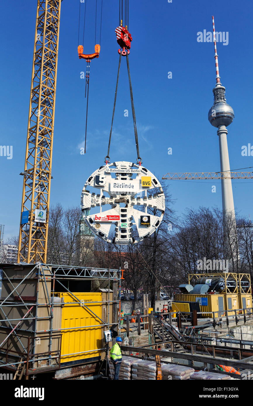 Berlino, Germania, per il taglio di U5 macchina di foratura di gallerie Foto Stock