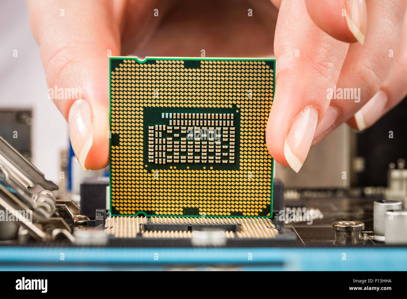 Moderno processore e scheda madre per un computer di casa Foto Stock