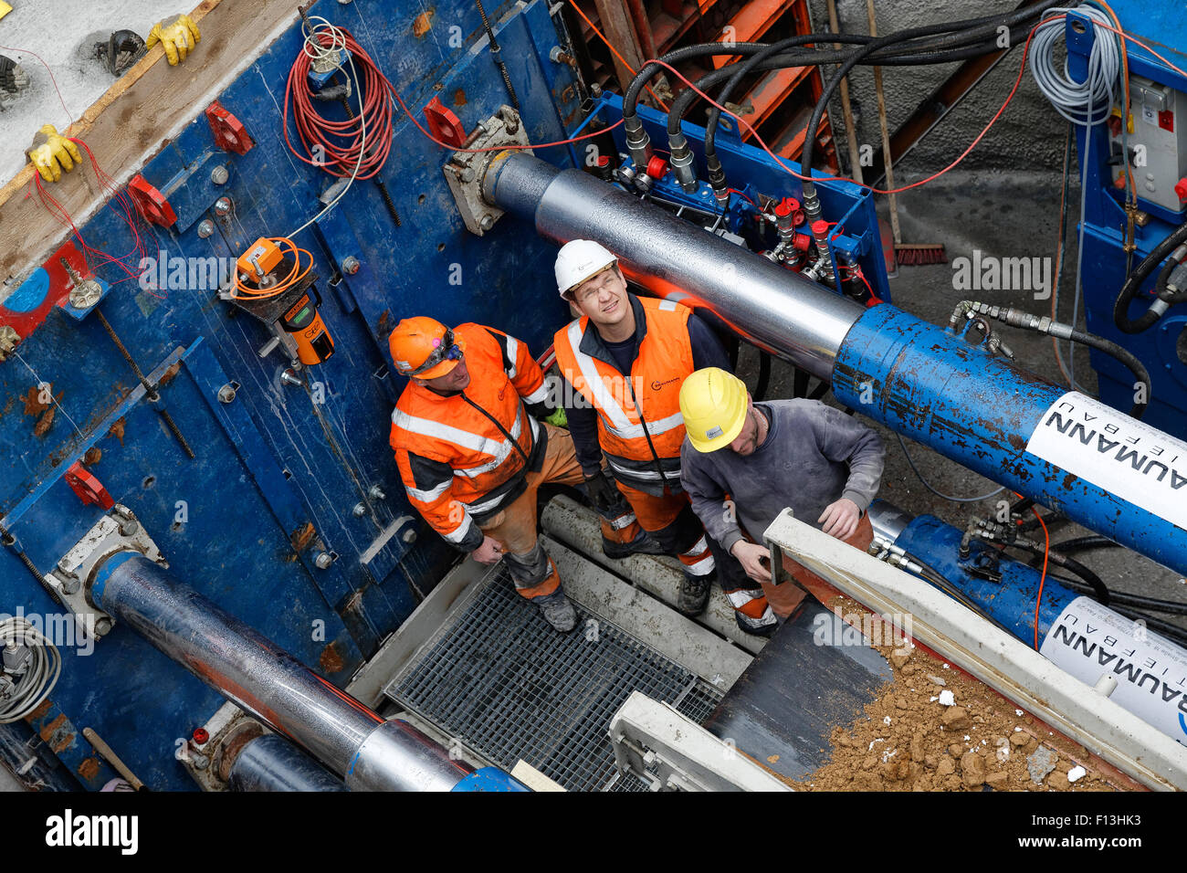 Berlino, Germania, combinato di scavo di fognature Foto Stock