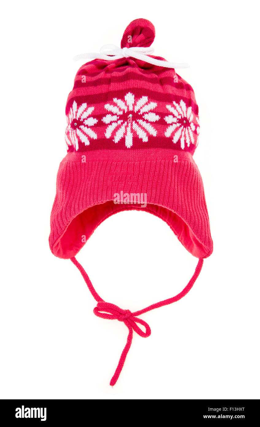 Bambini Cappello invernale isolato su uno sfondo bianco. Foto Stock