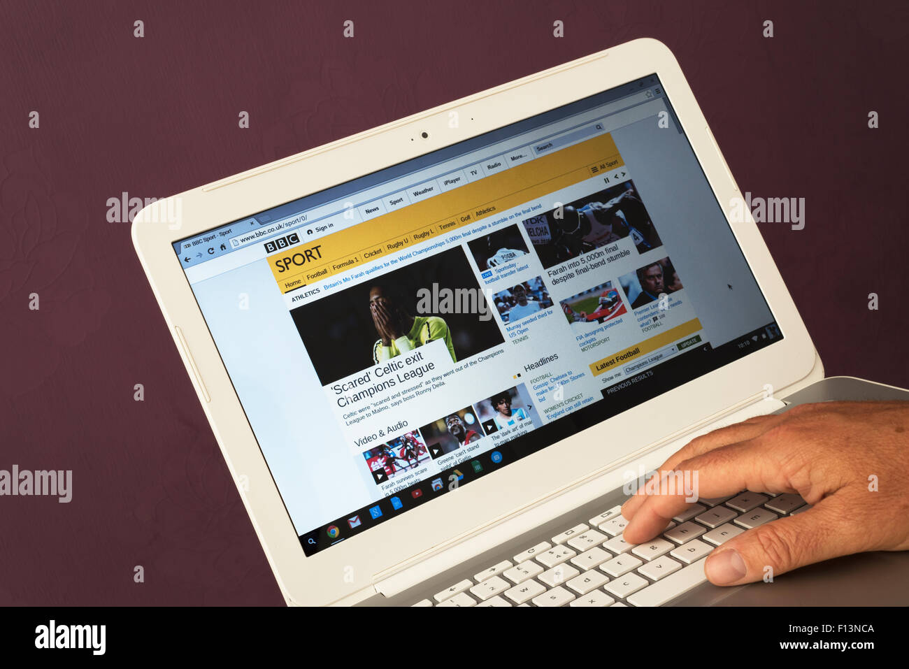 Sito web appartenente alla BBC sport essendo visualizzati su un computer portatile Foto Stock