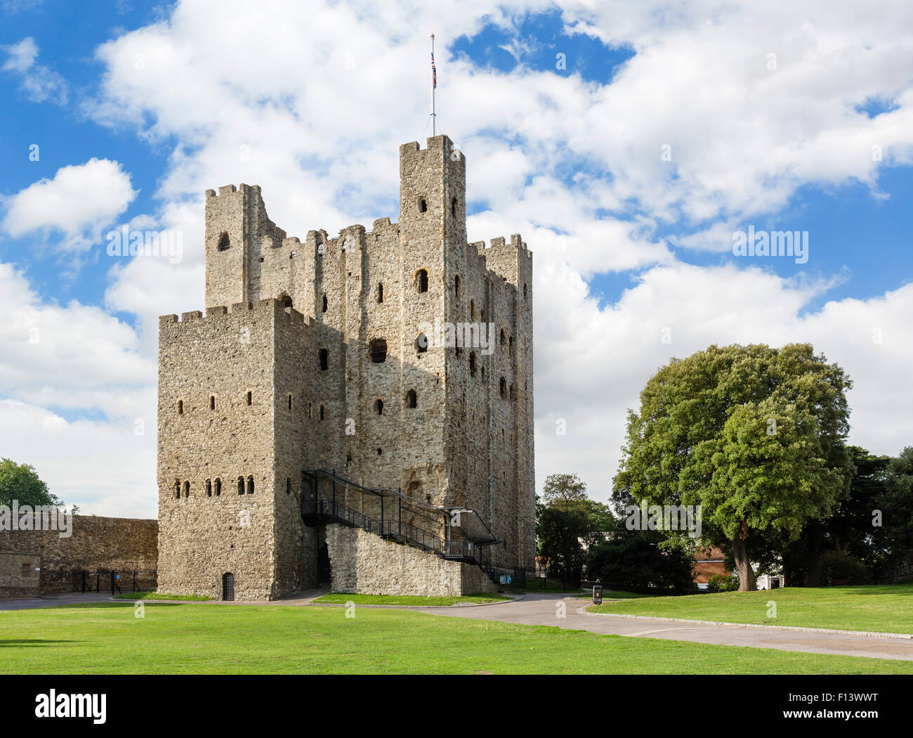 Il 12thC tenere di Rochester Castle, Rochester, Kent, England, Regno Unito Foto Stock