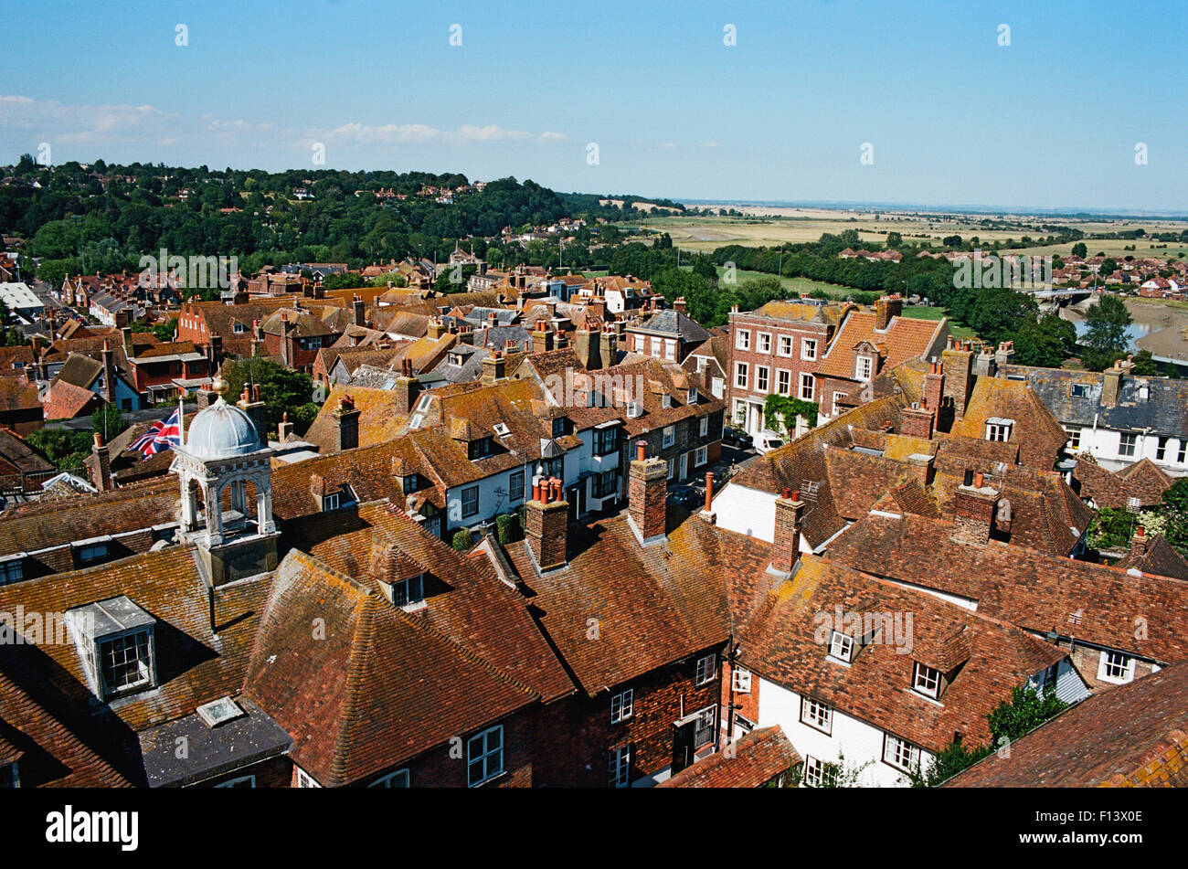 Segale, East Sussex, Regno Unito dalla torre della chiesa di Santa Maria Foto Stock