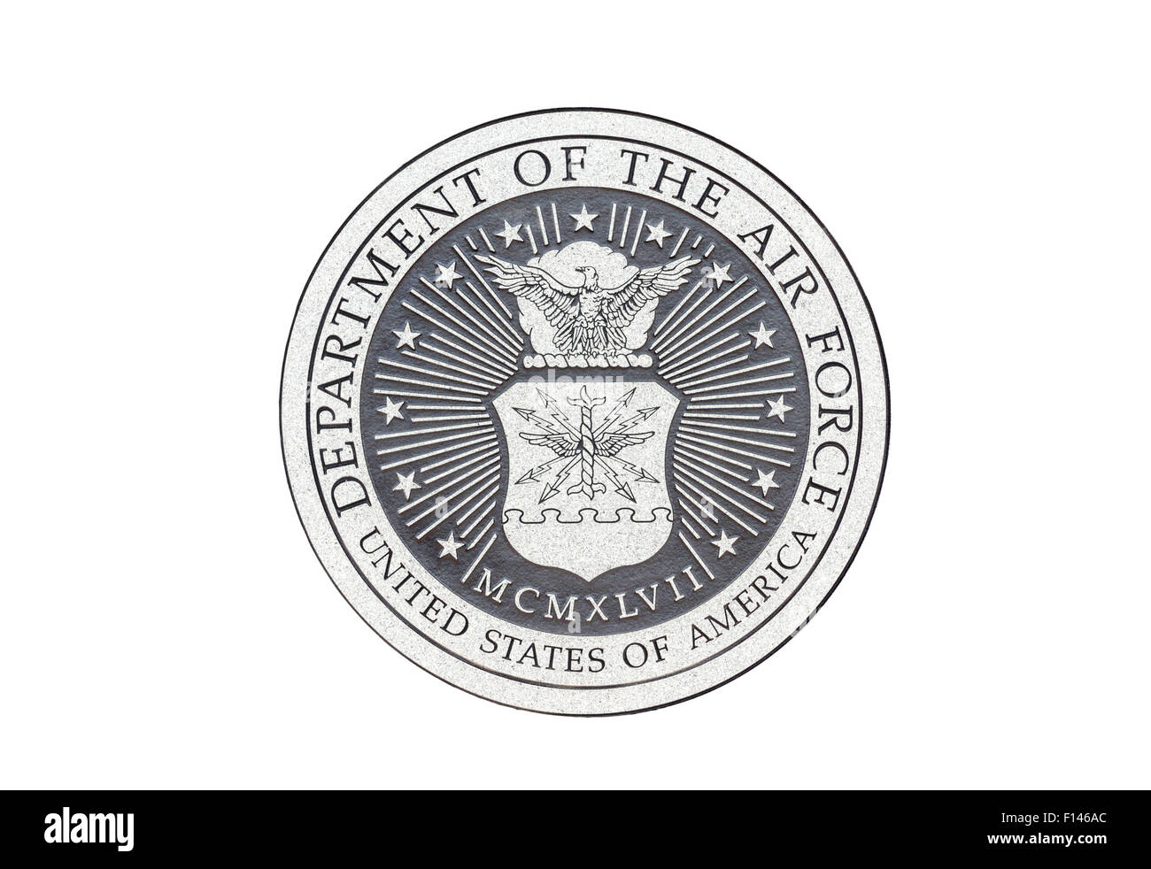 Stati Uniti Air Force sigillo ufficiale su uno sfondo bianco. Foto Stock