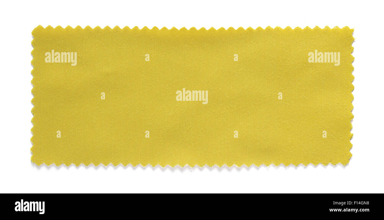 In stoffa gialla swatch campioni isolati su sfondo bianco Foto Stock