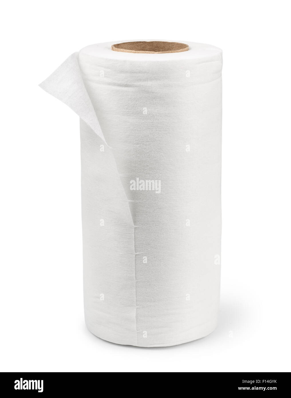 Laminato bianco asciugamano tessuto isolato su bianco Foto Stock