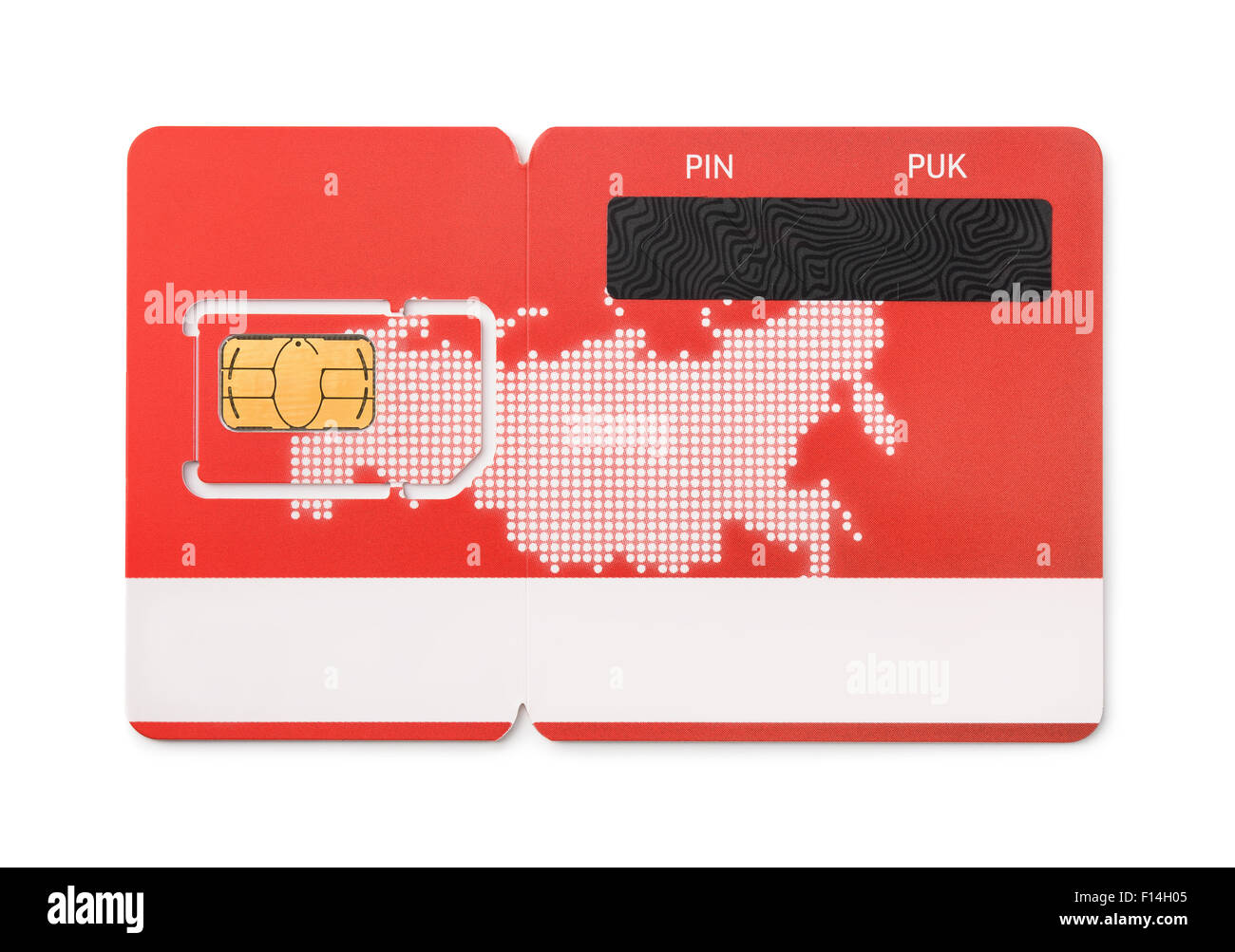 Nuova red scheda SIM isolato su bianco Foto Stock