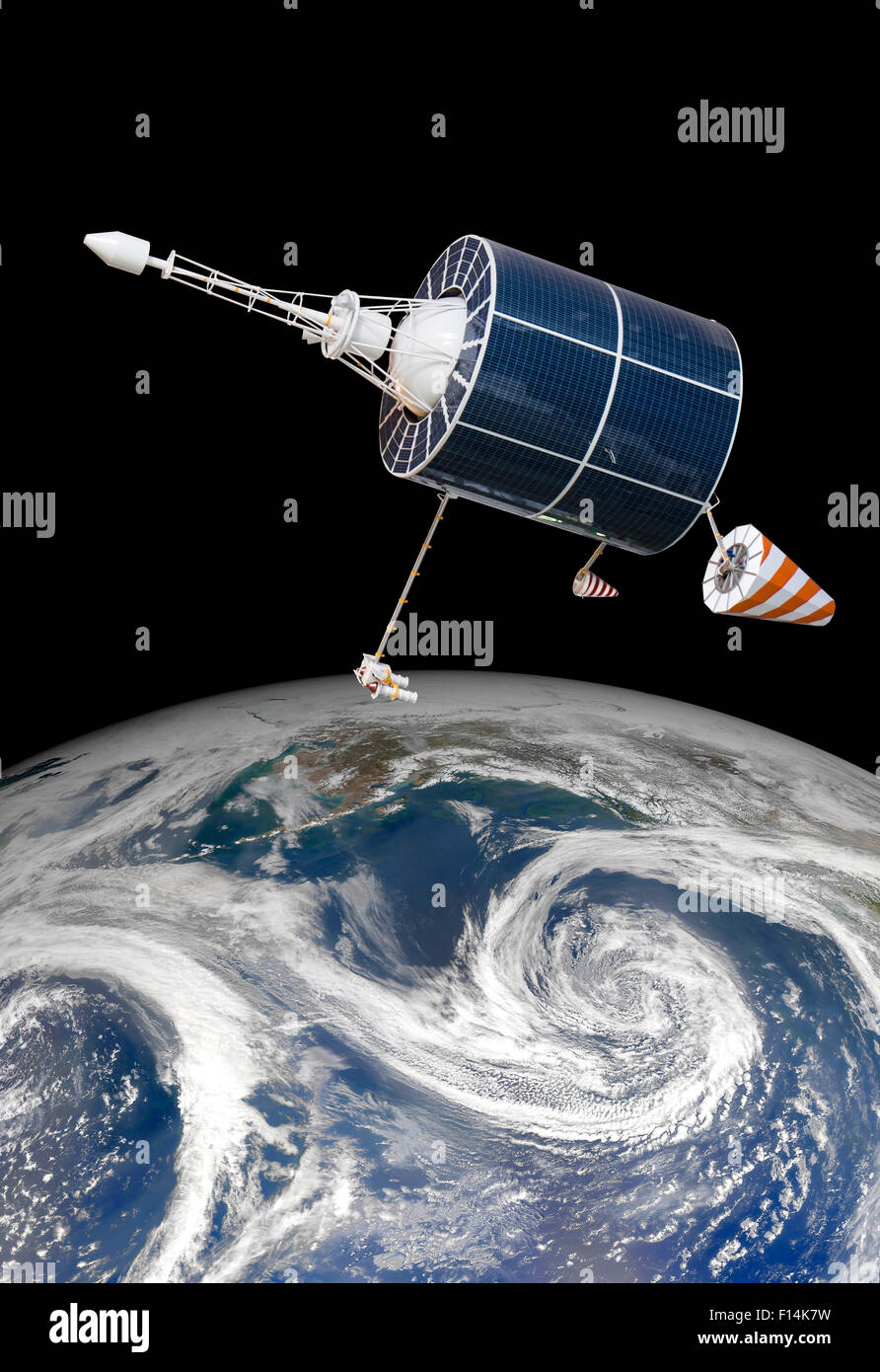 Spazio satellite in orbita attorno alla terra. Gli elementi di questa immagine fornita dalla NASA. Foto Stock