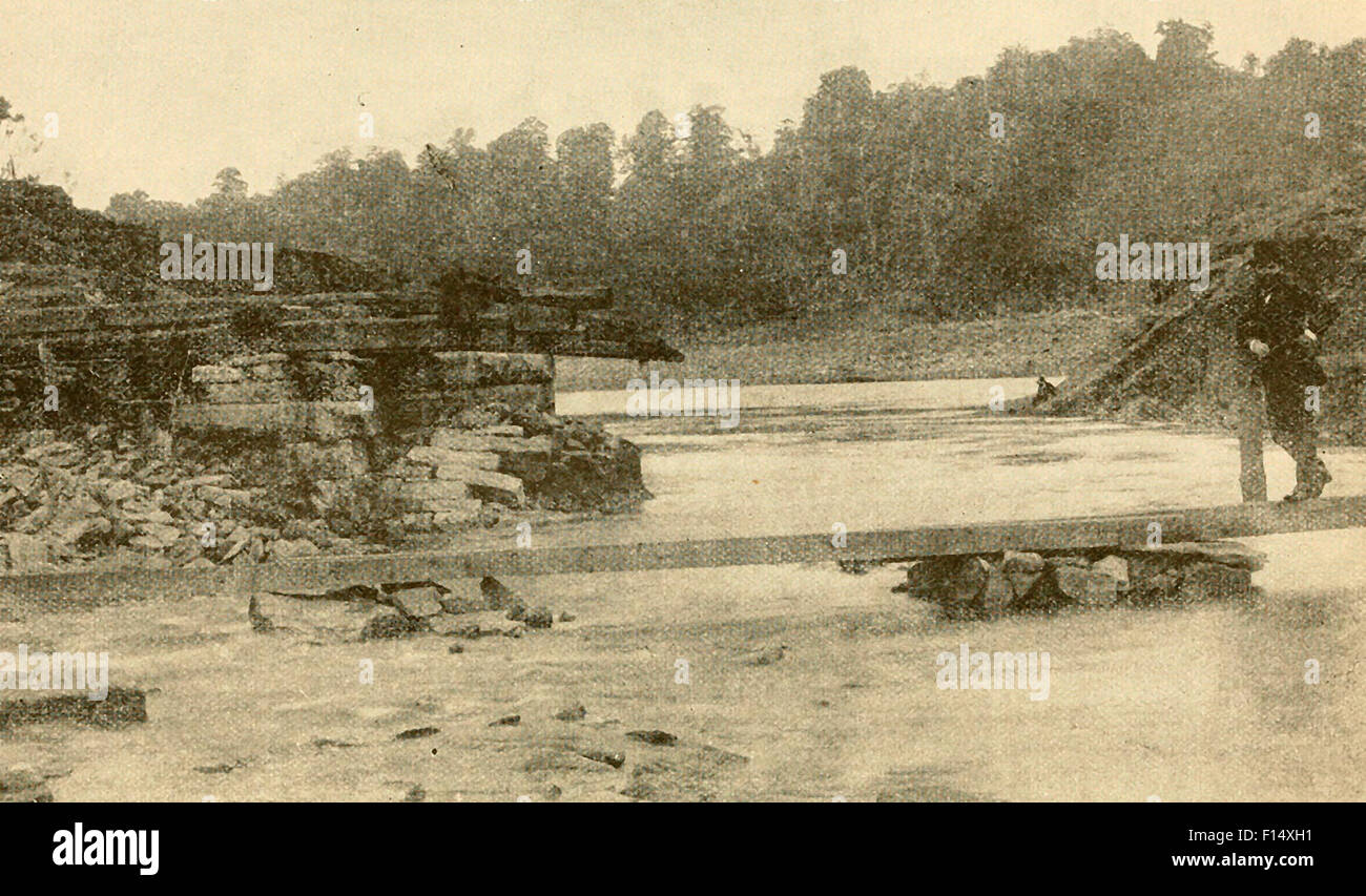 Resti della Diga rotta a sud Forcella, Johnstown Pennsylvania, 1889 Foto Stock