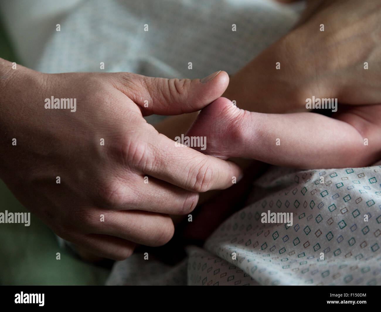 Stati Uniti d'America, Utah, Payson, Close-up della mano che tiene il neonato il piede Foto Stock