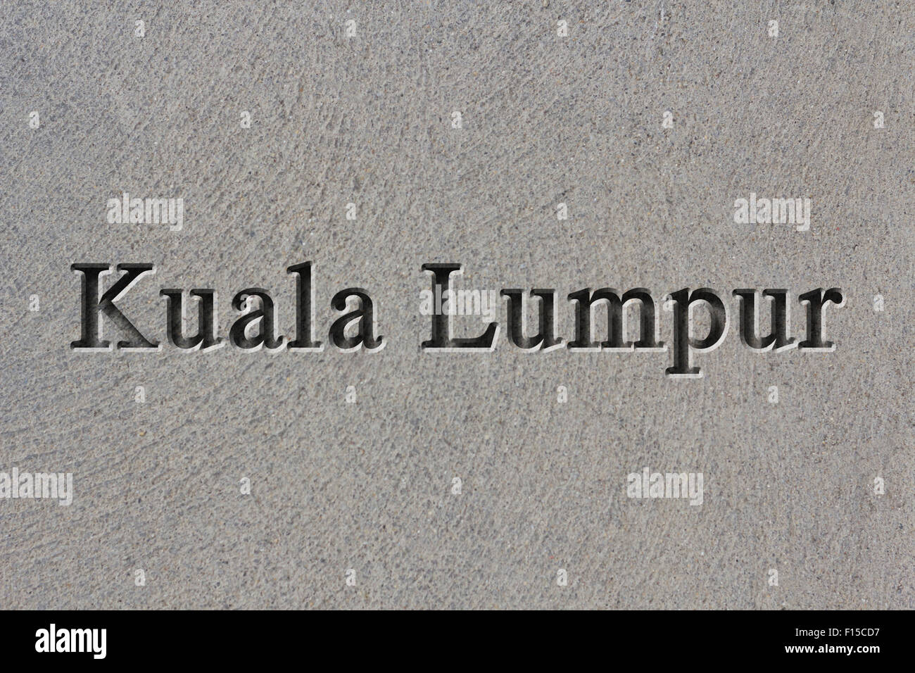 Controllo ortografico di incisione la città di Kuala Lumpur a trama sulla vecchia superficie Foto Stock