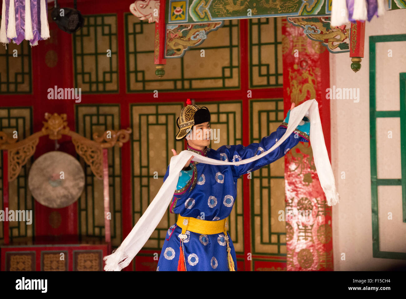 Tumen Ekh Mongolian canzone e ballo Ensemble. Ulaanbaatar in Mongolia. (Ulan Bator) Foto Stock