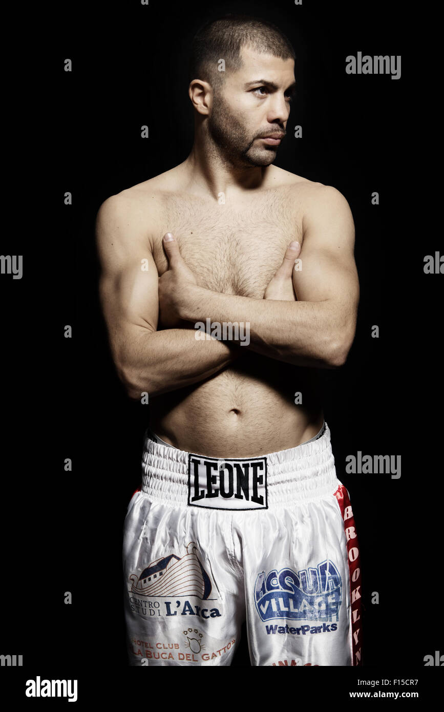 Ritratto del pugile italiano Champion Floriano Pagliara nel 2013 Foto Stock