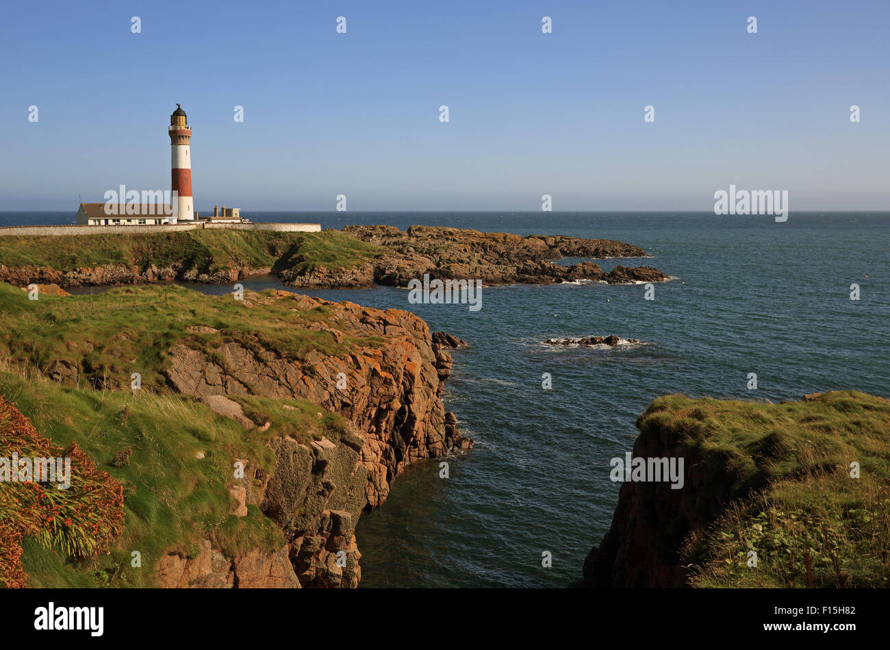 Buchan Ness faro, noto anche come Boddam Lighthouse Boddam, Aberdeenshire, Scozia Foto Stock