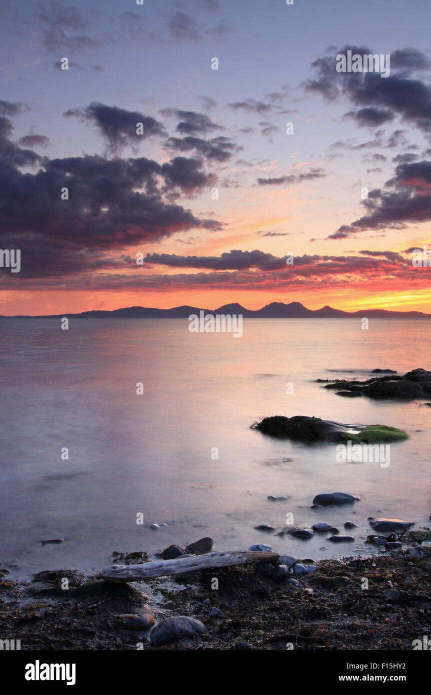 Punto Ronachan al tramonto, attraverso il suono del Giura è il pap del Giura Foto Stock