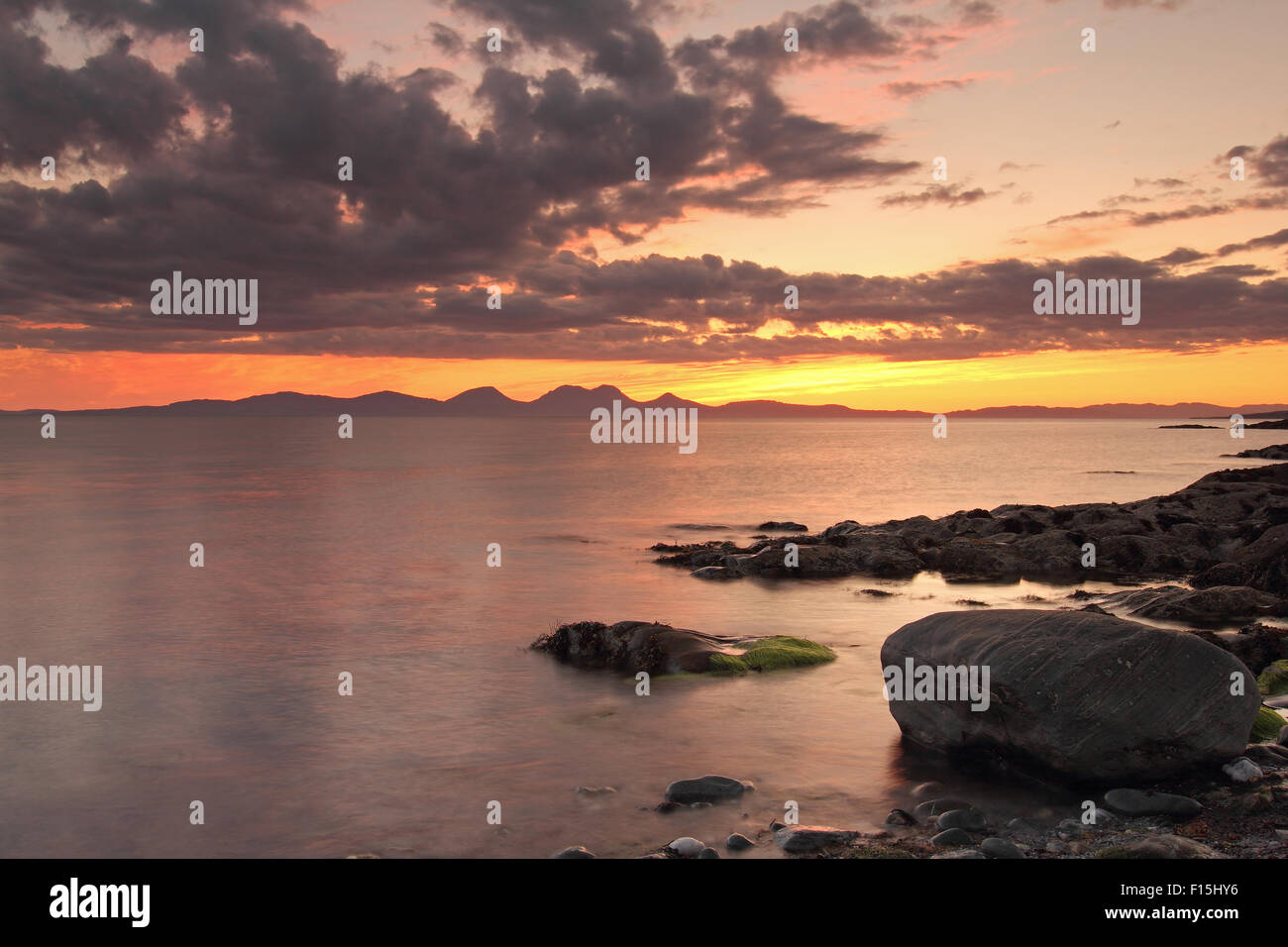 Punto Ronachan al tramonto, attraverso il suono del Giura è il pap del Giura Foto Stock