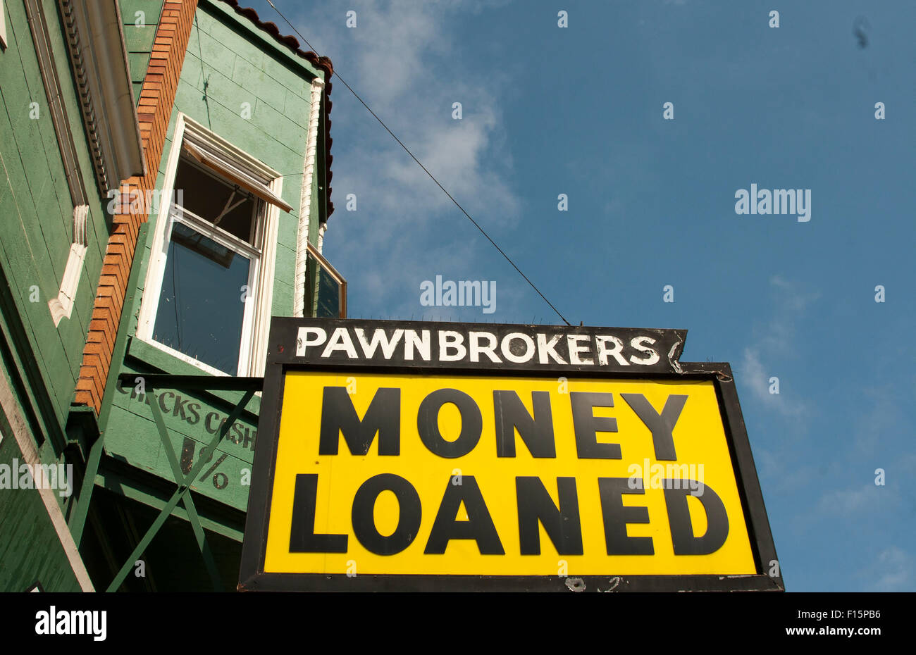 Pawnbroker su Mission Street di San Francisco, California. Foto Stock