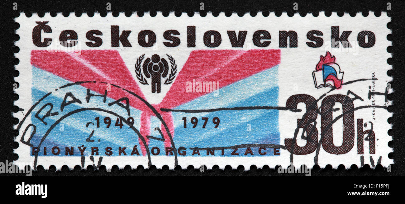 Ceskoslovensko Praha 1949 1979 Pionyrska organiza 30h timbro Foto Stock