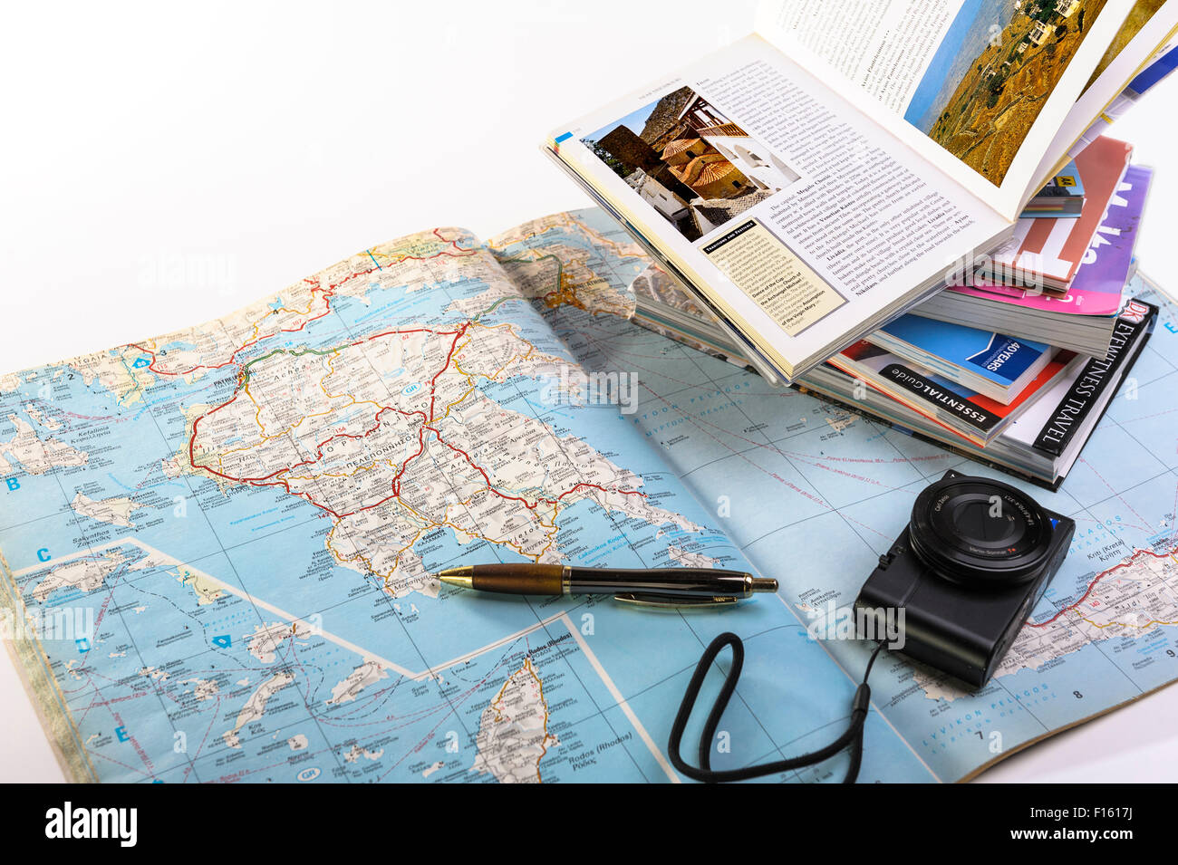 La pianificazione di una vacanza in giro per l'Europa.pianificazione di vacanza. Foto Stock
