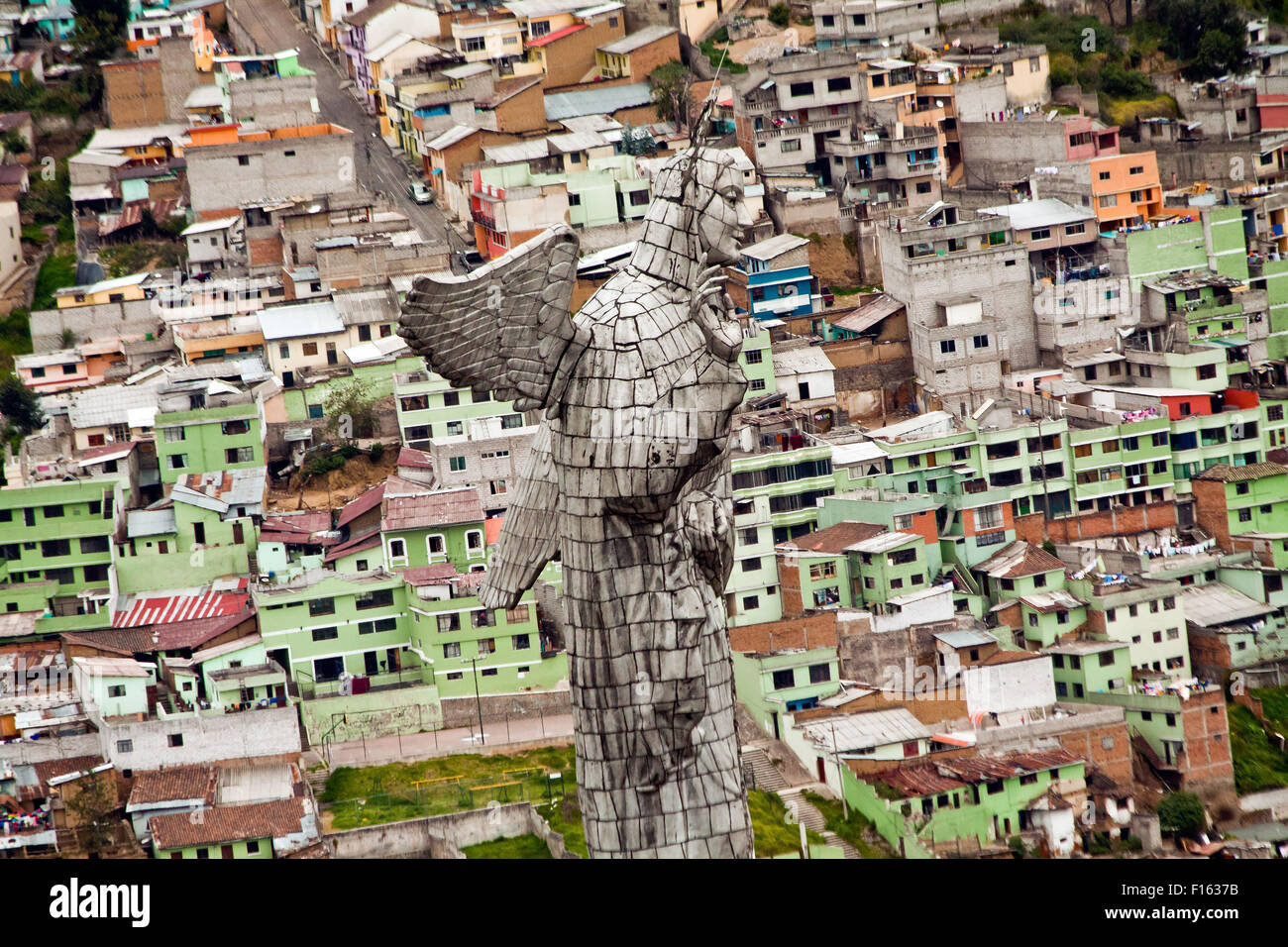 Foto aerea vergine della statua di Quito, Ecuador Foto Stock