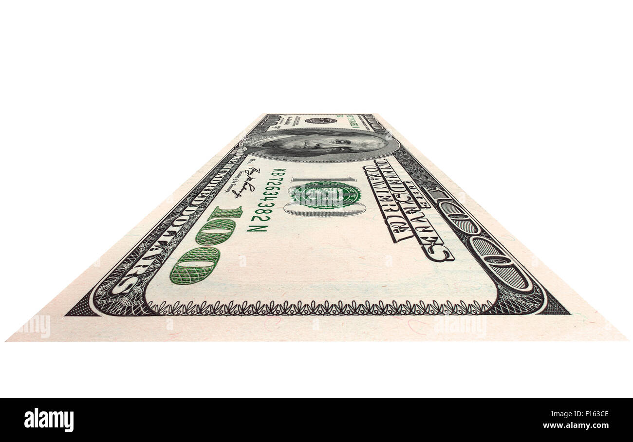 Una nota di valuta dollaro, su sfondo bianco, isolato Foto Stock