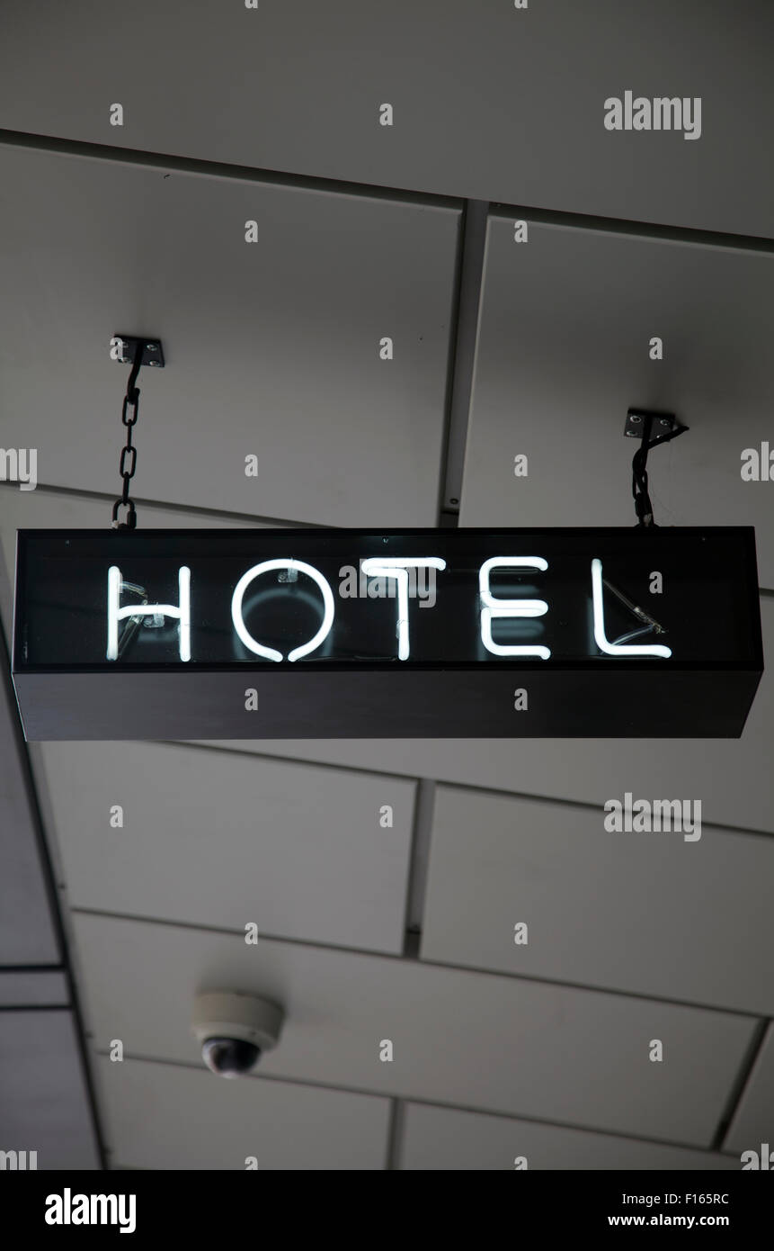 Appendere Hotel segno Foto Stock