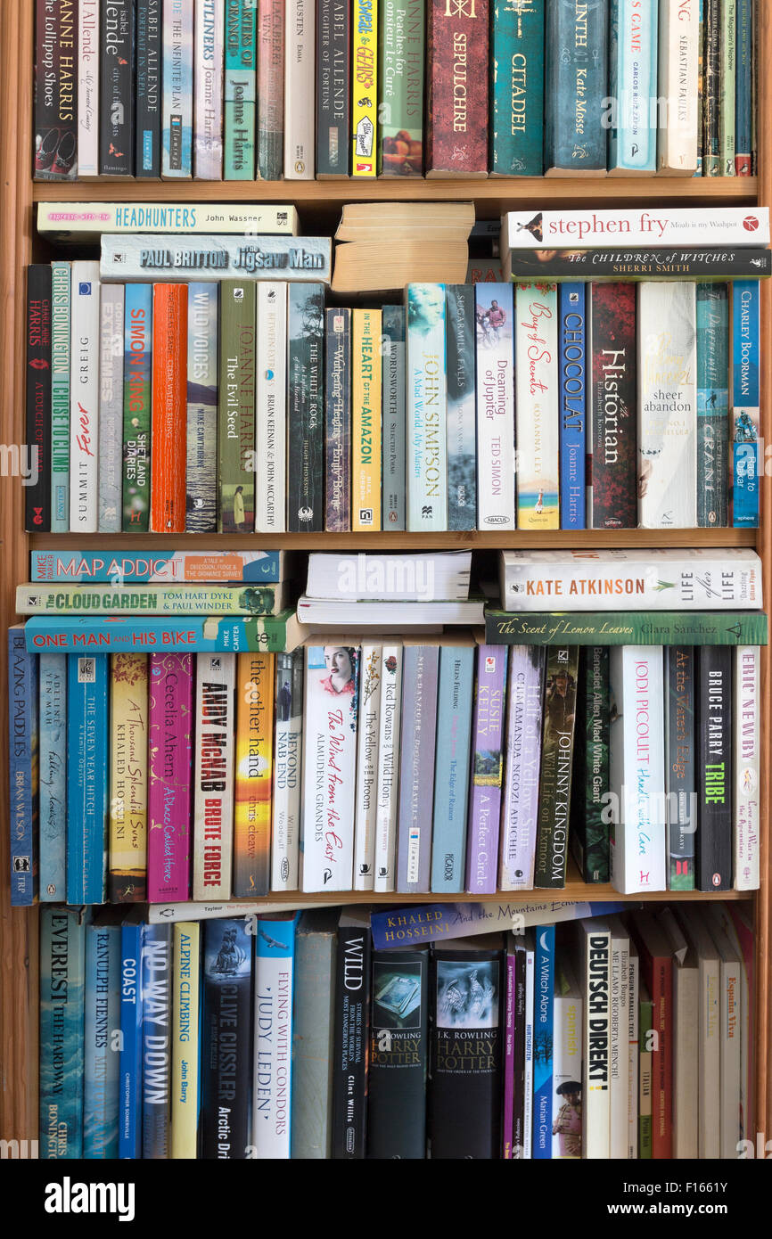 Trabocca libreria contenente una collezione eclettica di libri Foto Stock