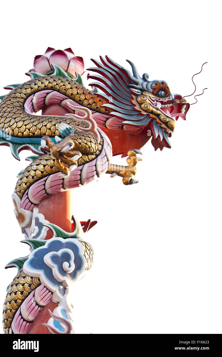 Statua del drago su sfondo bianco Foto Stock