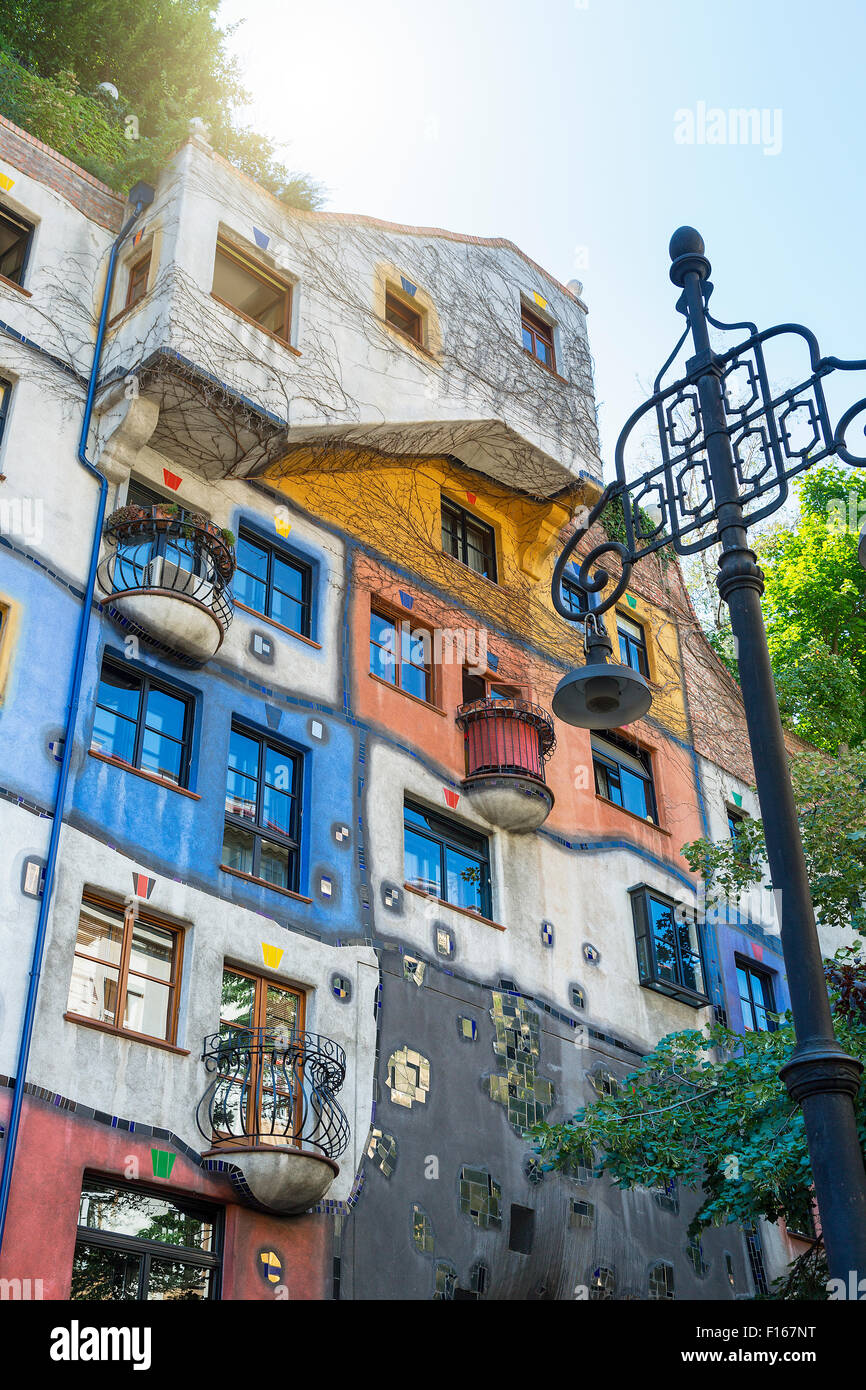 La casa Hundertwasser a Vienna Foto Stock