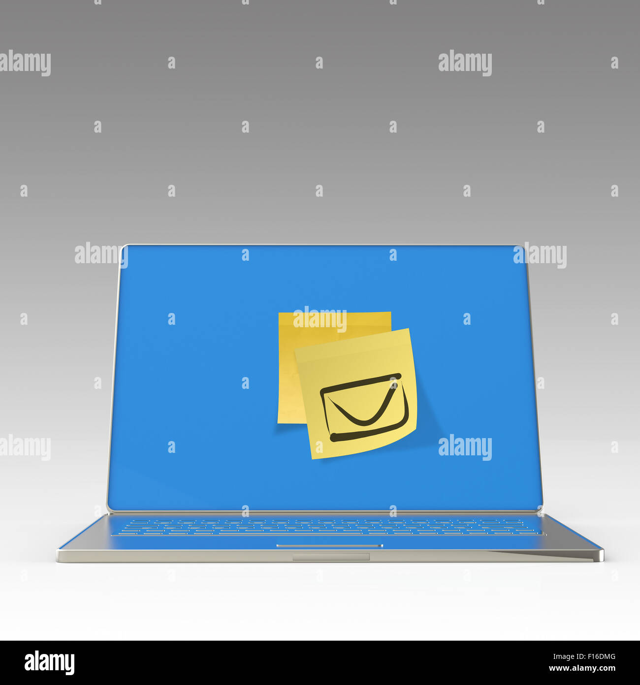 E-mail segno sulla nota adesiva su 3D portatile come concetto Foto Stock