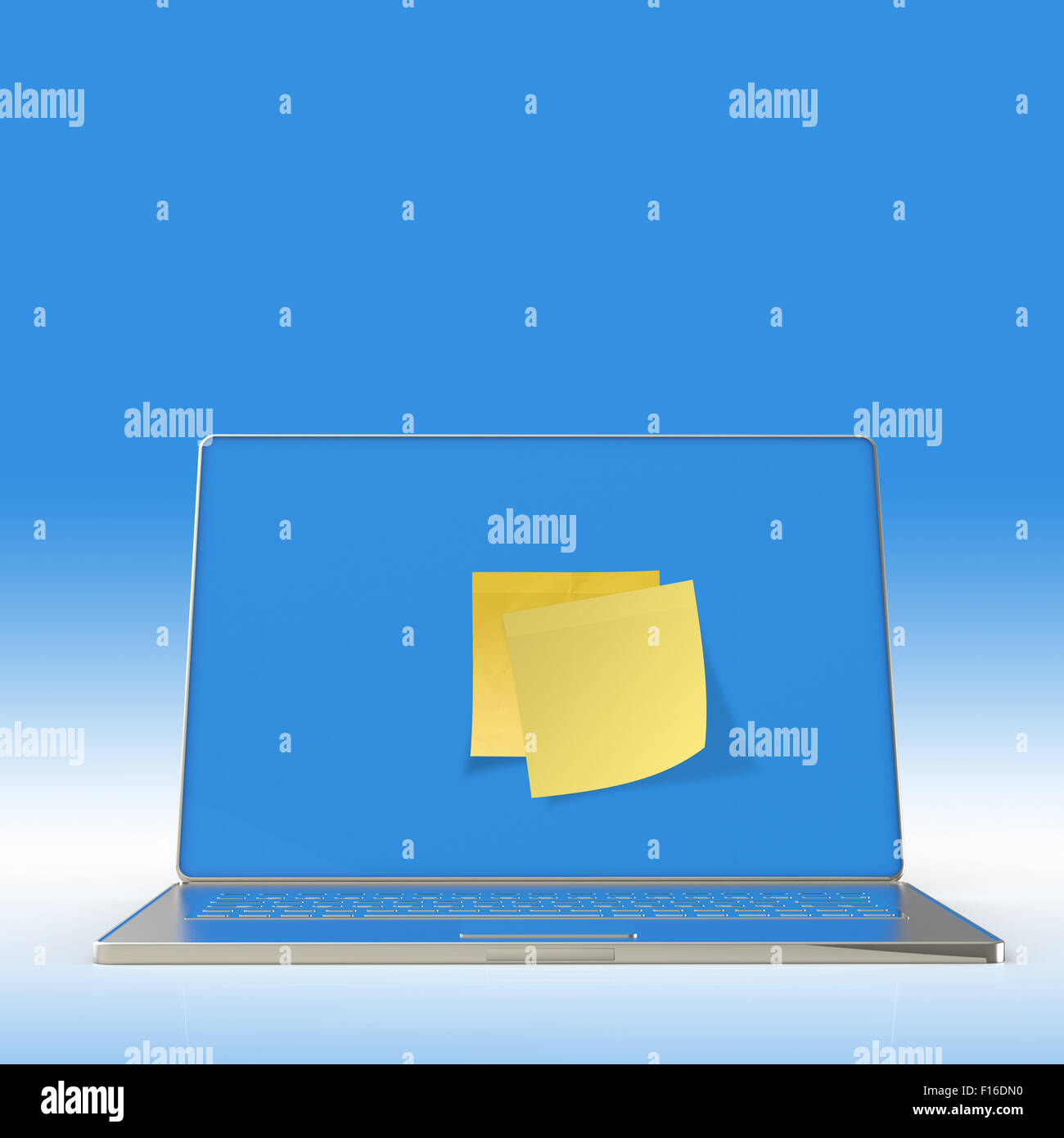 Bigliettino giallo post su 3D portatile come concetto Foto Stock