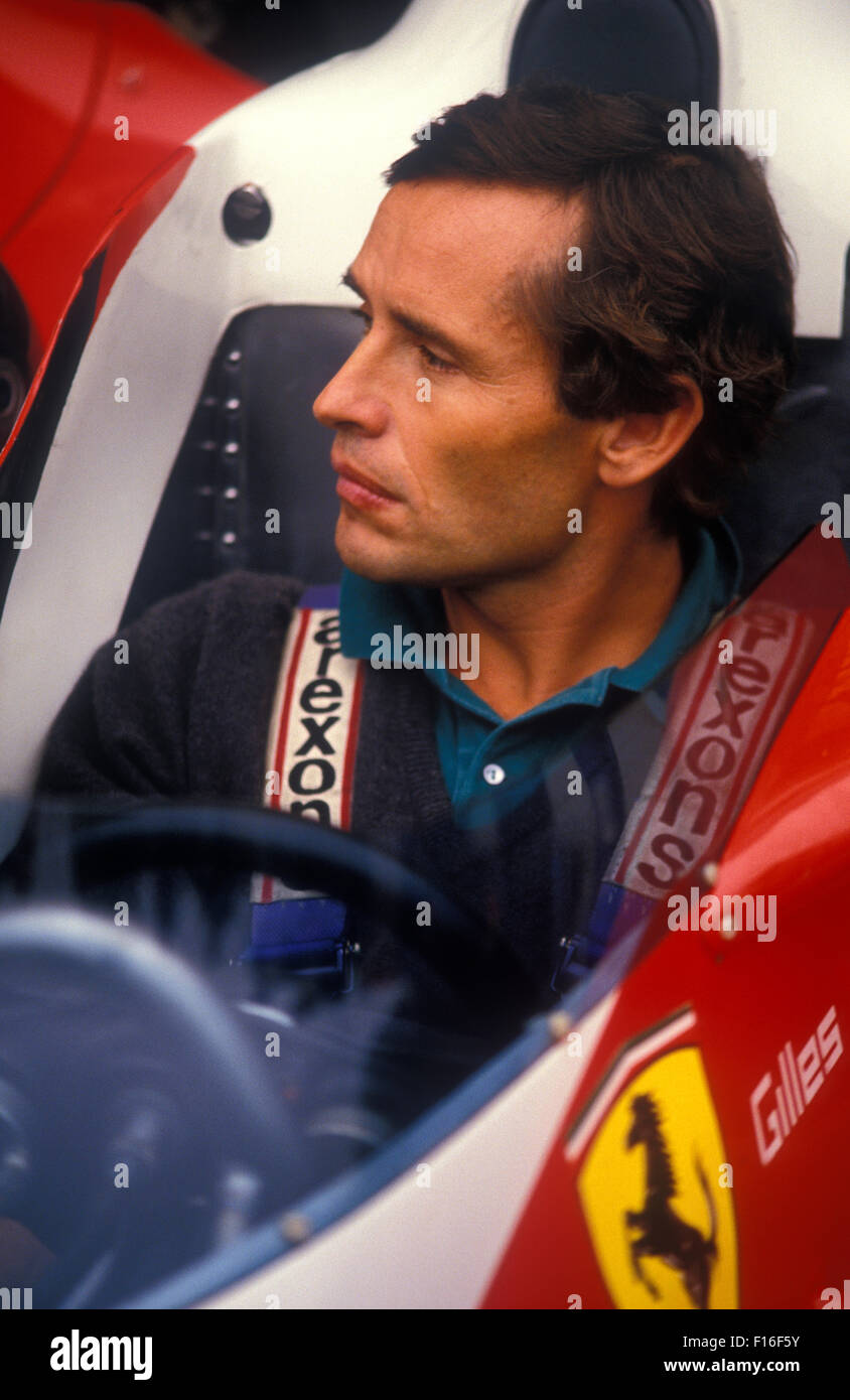 Jacky Ickx in Gilles Villenuve di F1 auto Ferrari quarantesimo anniversario festival presso l'Autodromo Dino Ferrari Imola Italia Foto Stock