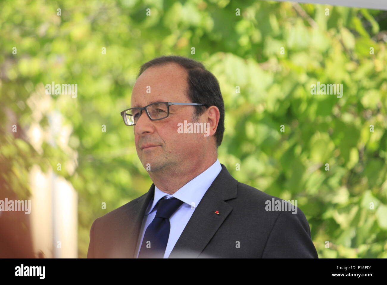 Il Presidente francese Francois Hollande presso il Parco Naturale Regionale Bauges, per la firma di un accordo di TEPOS. Foto Stock