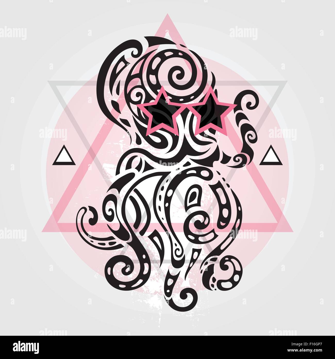 Il polpo. Disegno tribale Illustrazione Vettoriale